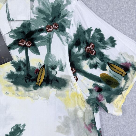 Hawaiian Shirt Mens XL White Aloha Button Short Sleeve Modern Print - Picture 5 of 13